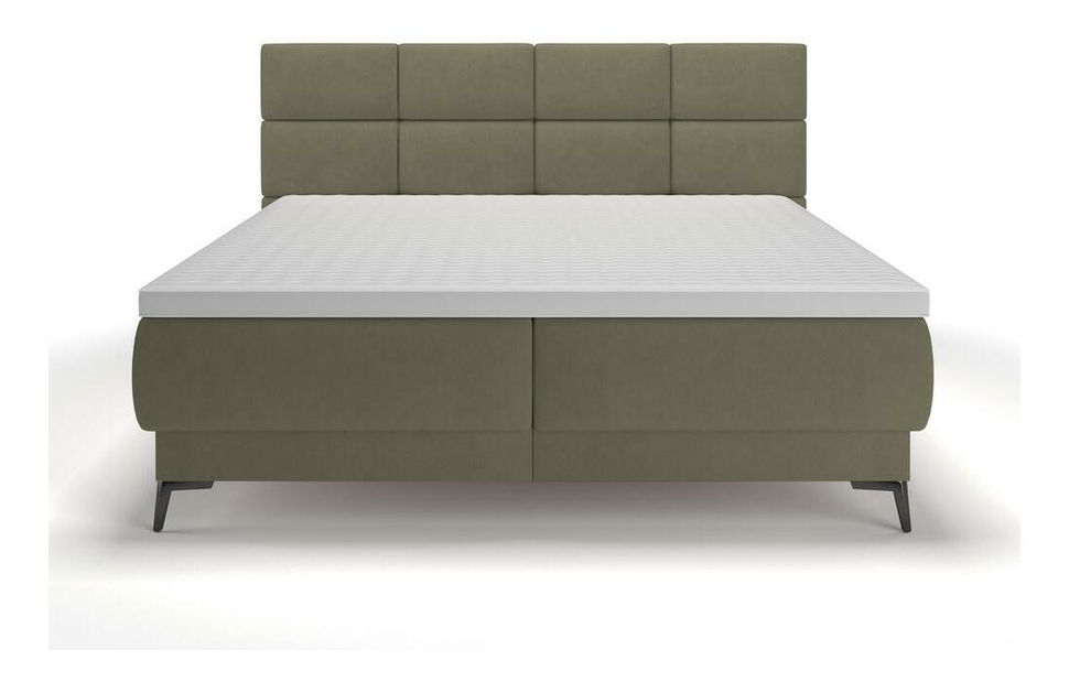 Manželská kontinentální postel cm Riviera (s roštem a matrací) (s úl. prostorem) (zelená + černá)