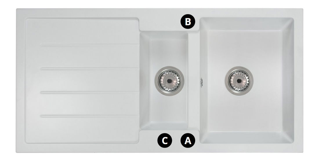 Kuchyňský dřez Yuxur (béžová) (se 3 otvory pro baterii) (P)