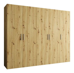 Šatní skříň 250 cm Borry 1 (dub artisan + stříbrná)