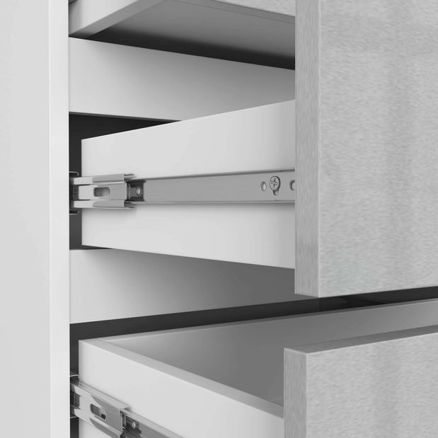 Noční stolek Calado (bílá + kovový lesk)