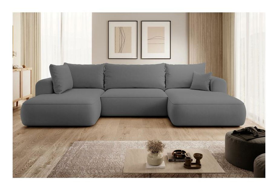 Rohová sedací souprava ve tvaru U Olivo U (L) (šedočerná světlejší + černá)