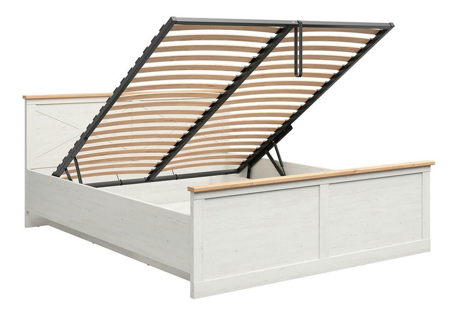 Manželská postel 180 cm BRW Frija 4 (borovice andersen bílá + dub artisan) (s roštem) (s úl. prostorem) *bazar