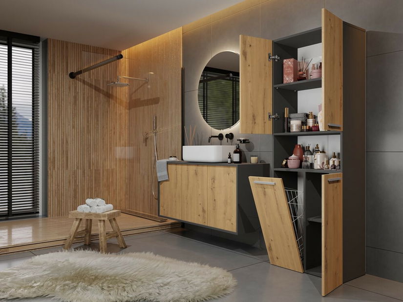 Koupelnová skříňka Neltossa 4 (antracit + dub artisan)