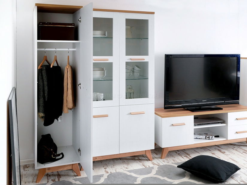 Obývací stěna Bajas 04 (bílá + dub)