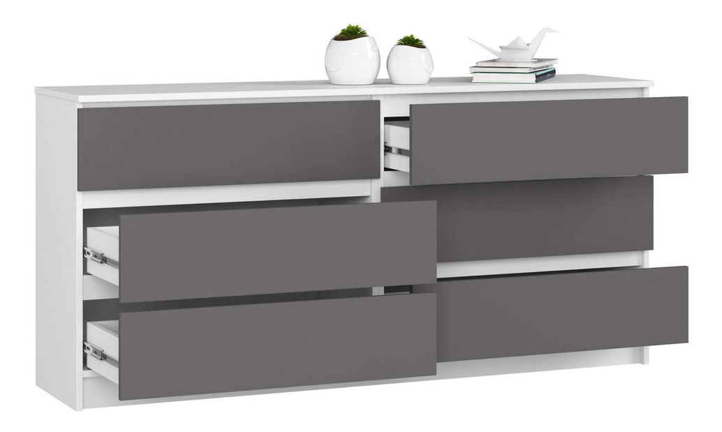 Komoda Koa III (bílá + šedá)