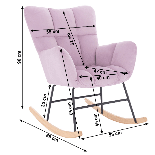 Designové houpací křeslo Kerem (růžová)