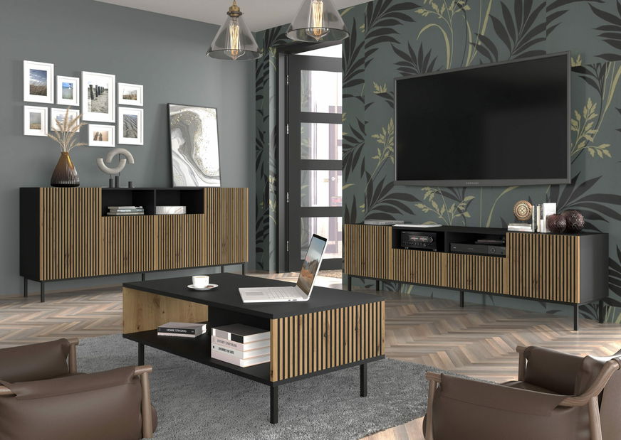 Konferenční stolek F Rowanna (dub artisan + černá)