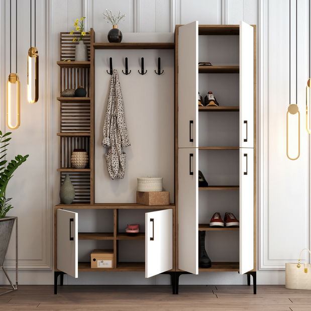 Předsíňová stěna Valery 5 (Ořech + Bílá)