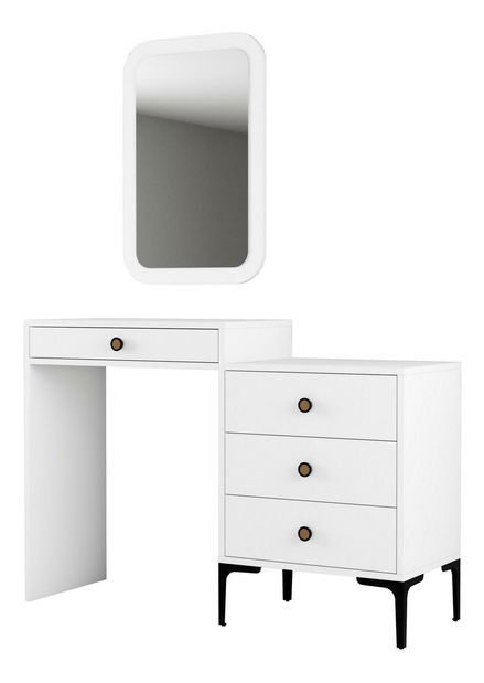 Toaletní stolek Logan 2 (bílá + bílá) (se zrcadlem)