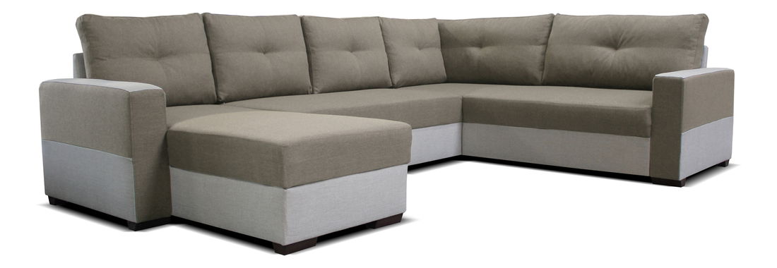 Rohová sedací souprava U Arenna L+2+BL (s taburetem) (hnědá + béžová) (L)