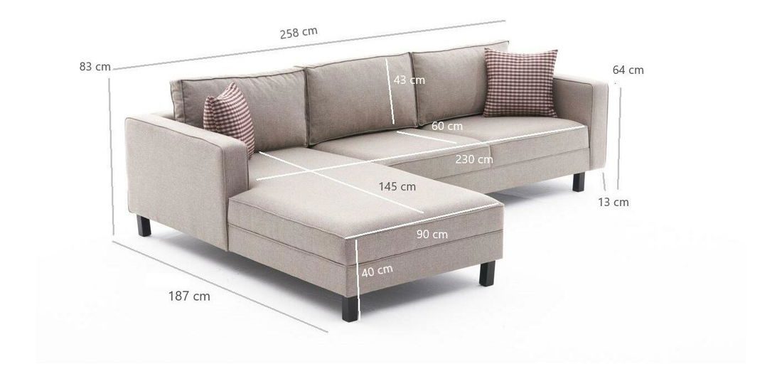 Rohová sedačka Kalen 1 (L) (krémová)