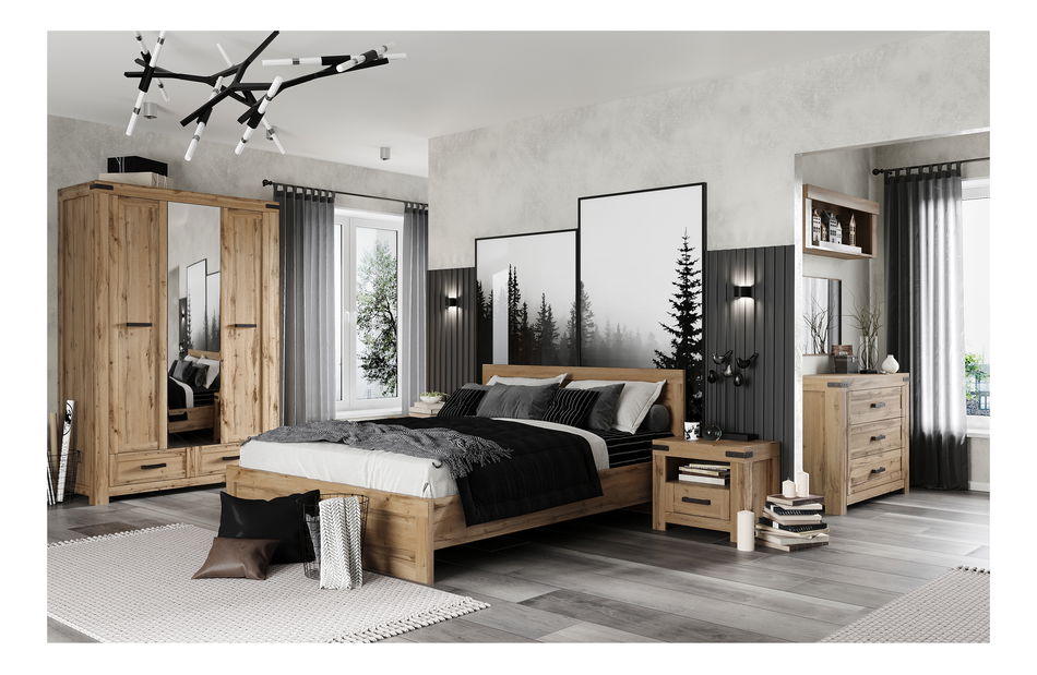 Manželská postel 180 cm Mirella (dub wotan) (s roštem)