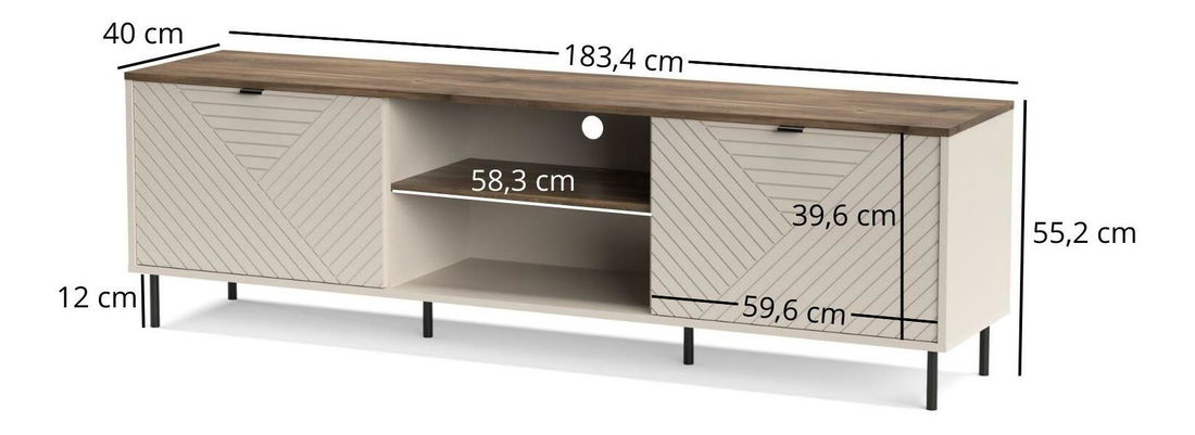 TV skříňka Eliminados (kašmír + dub castello)