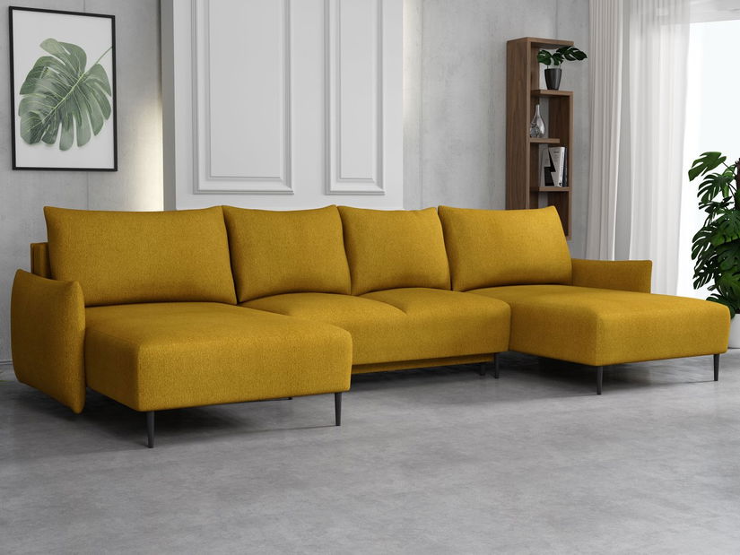 Rohová sedačka U Welenora U (hořčicová) (s úl. prostorem)