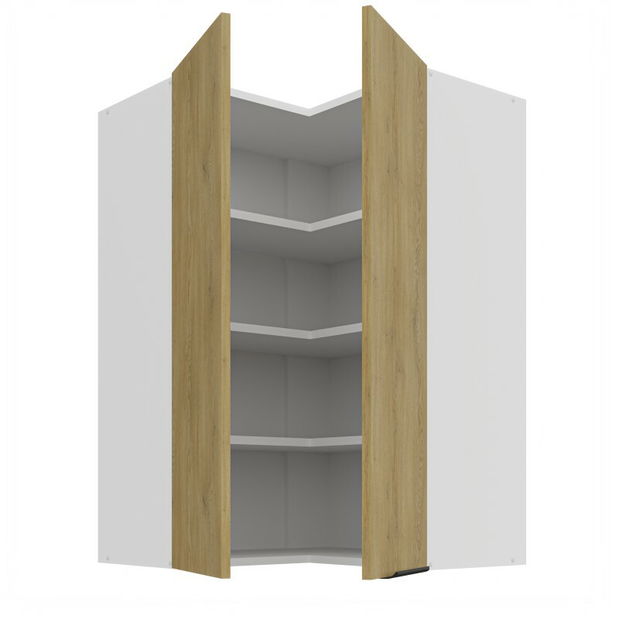 Rohová horní kuchyňská skříňka Carminia 60x60 GN-90 2F (90) (dub cremona + bílá)