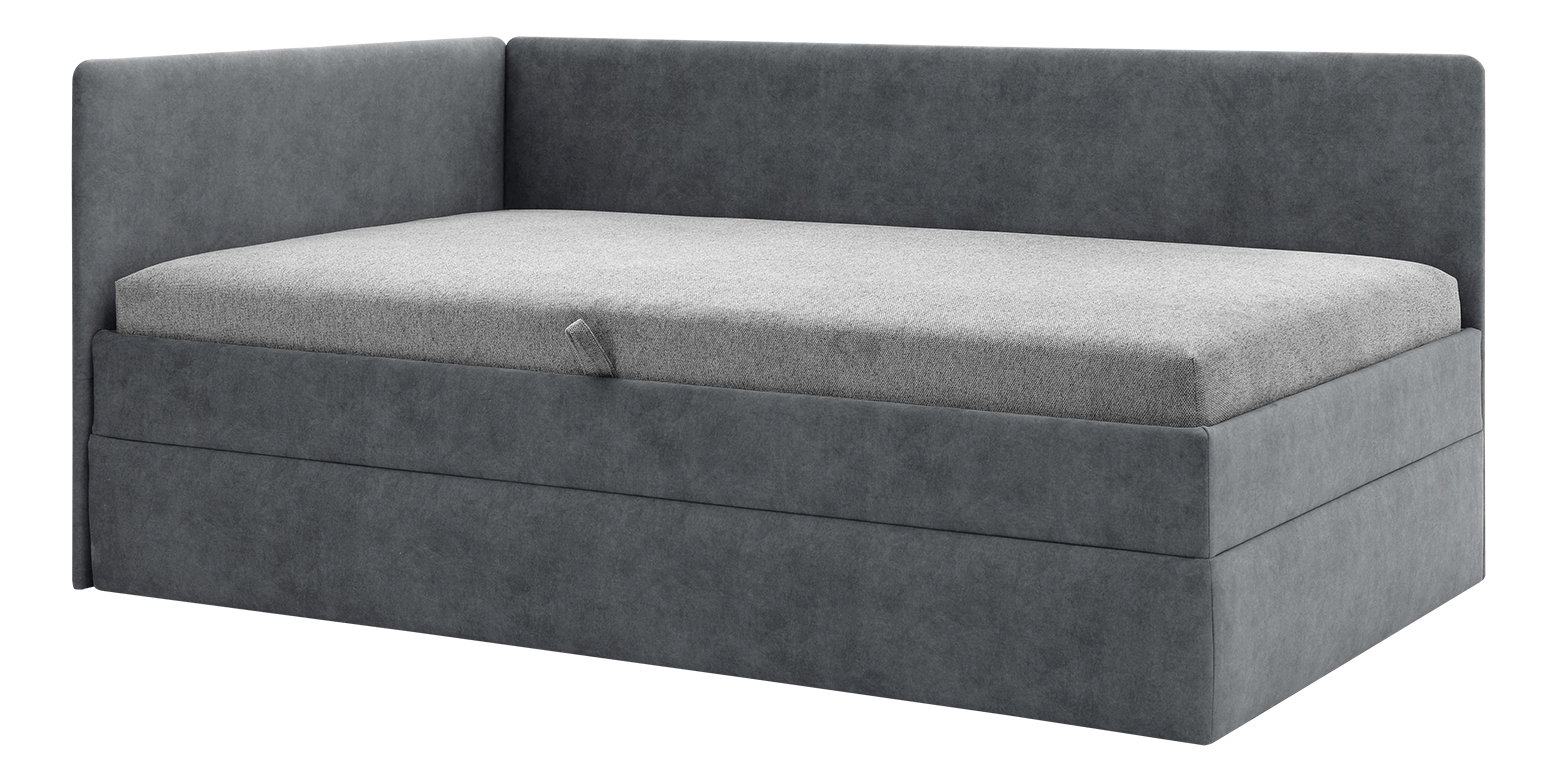 Jednolůžková postel 110 cm Optoman (tmavě šedá) (s roštem a matracem) (s úl. prostorem)