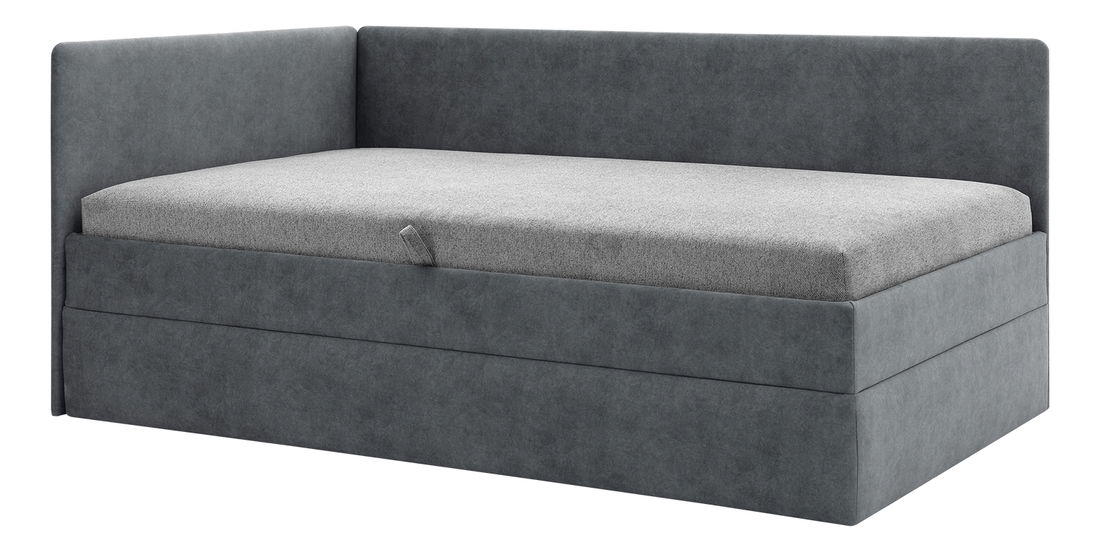 Jednolůžková postel 110 cm Optoman (tmavě šedá) (s roštem a matracem) (s úl. prostorem)
