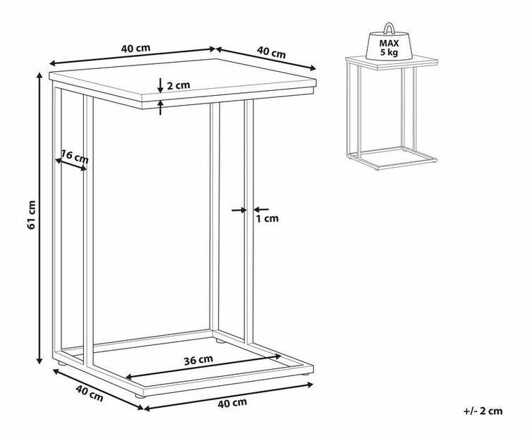 Stolek Terral (tmavě hnědá)