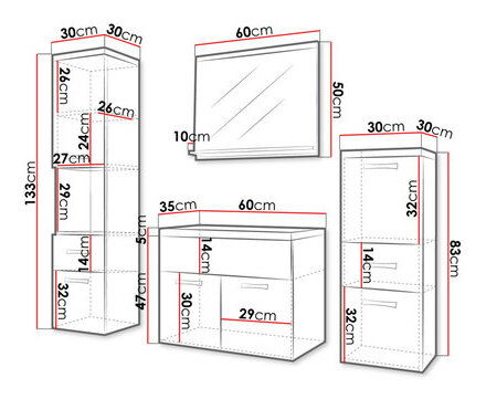 Koupelnový nábytek Lomesa MDF (dub wotan + bílý lamel) (se sifonem)