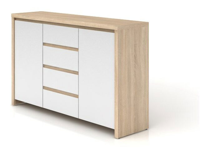 Komoda BRW Kaspian KOM2D4S (dub sonoma + lesk bílý)