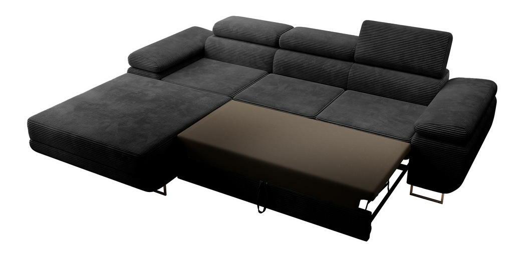 Rohová sedací souprava Grande (L) (černá + chromová)