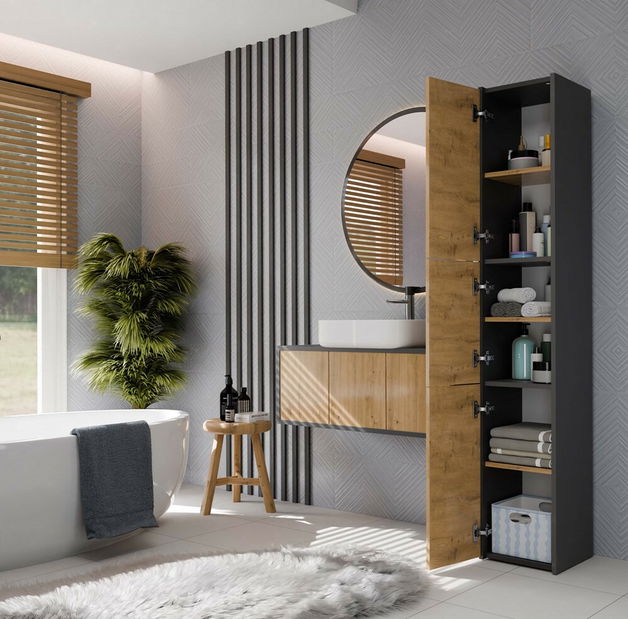 Koupelnová skříňka Samways 2 (antracit + dub artisan)