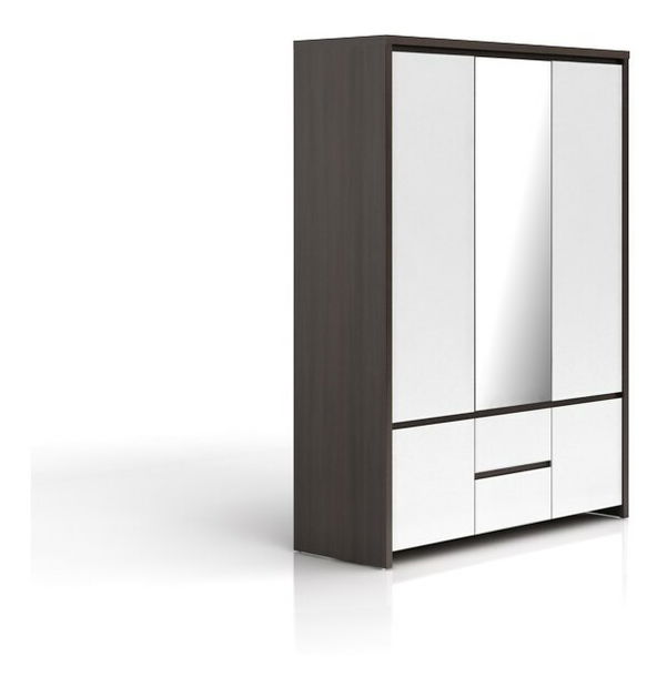 Šatní skříň BRW Kaspian SZF5D2S (wenge + lesk bílý)