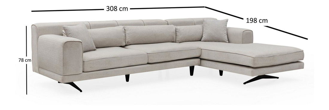 Rohová sedačka Jivagona (P) (béžová + černá)