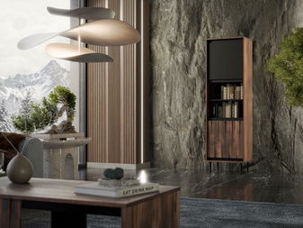 Policová skříň Sting W1 (ořech + černá)