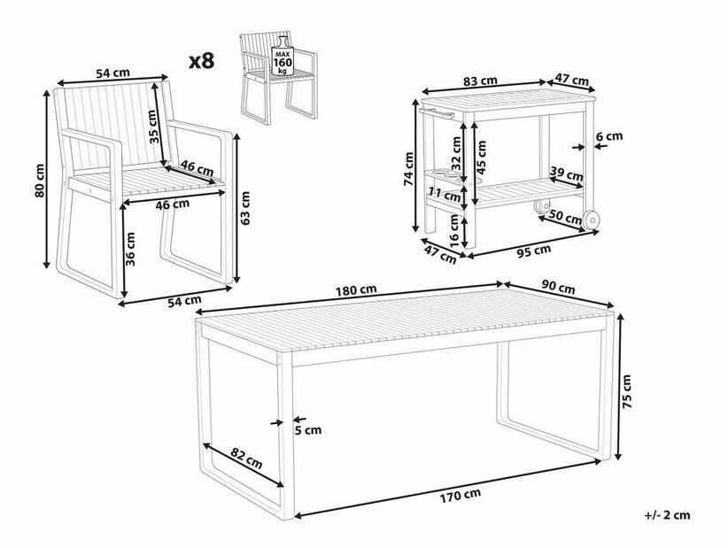 Zahradní jídelní sada Sasan (světlé dřevo)