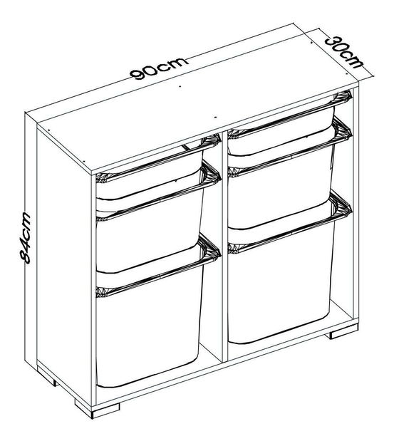 Organizér na hračky Dremonka 5 (ořech + bílá)