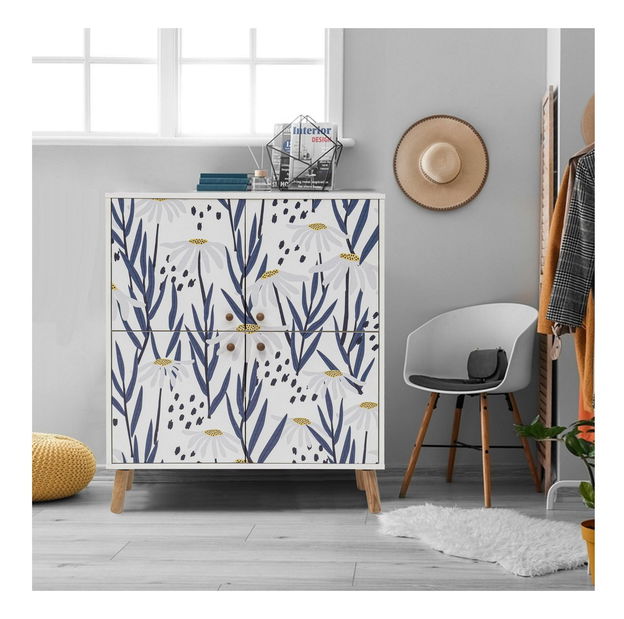 Skříňka Maluxe (bílá + tmavě modrá)