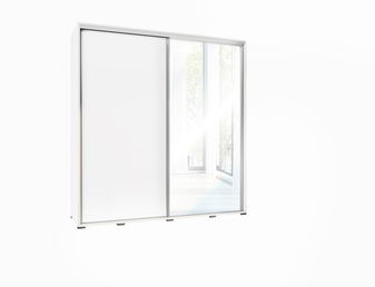 Šatní skříň s posuvnými dveřmi Peldon 205 (bílá) (se zrcadlem)