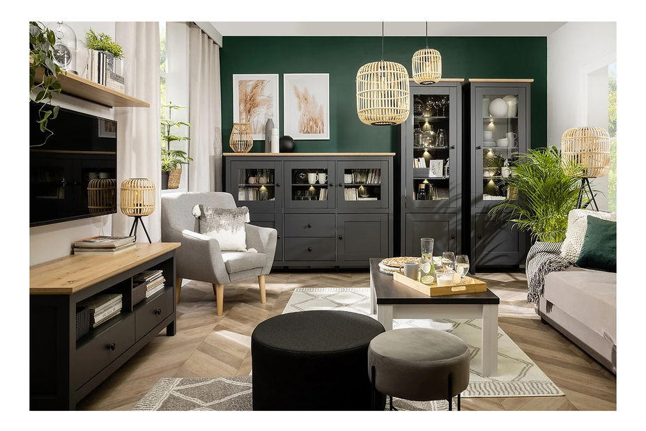 Psací stolek BRW Hesen BIU1D1S (grafit + dub artisan)