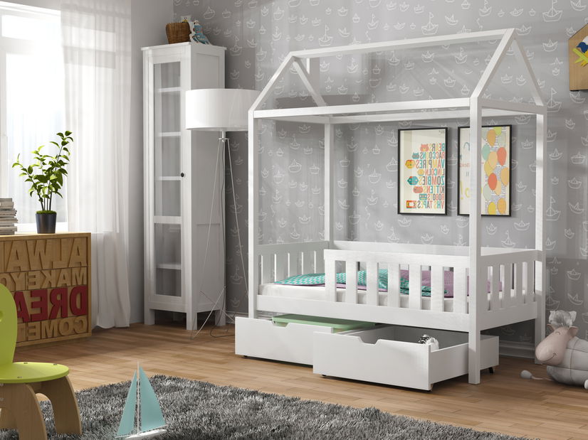 Dětská postel 70 cm Donna (s roštem) (bílá)