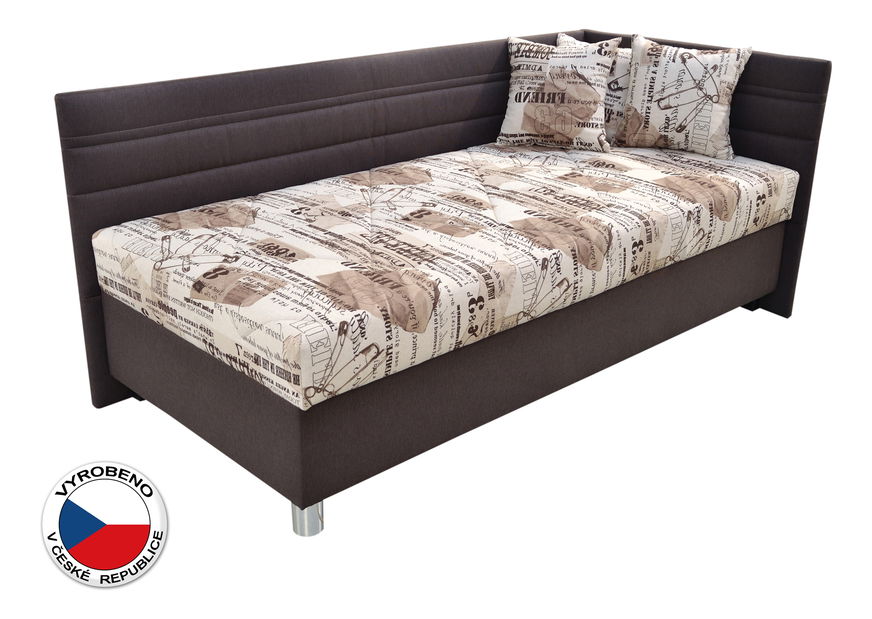 Jednolůžková postel 90 cm Blanář Polly (béžová + hnědá) (s roštem a matrací) (P)