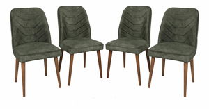 Set 4 židlí Dafne (Ořech + Tmavě zelená)