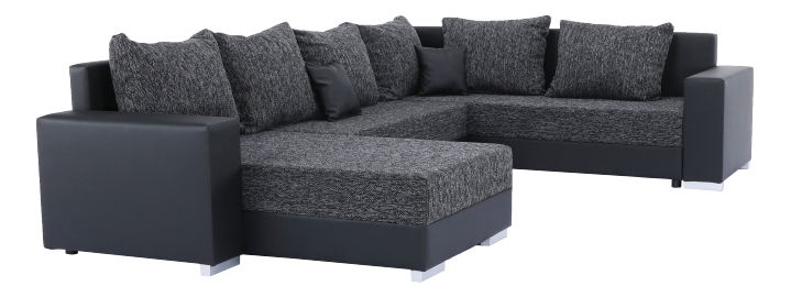 Rohová sedací souprava U Sergio černá + tmavošedá (P)