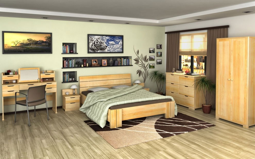 Manželská postel 160 cm Naturlig Tosen High (borovice)