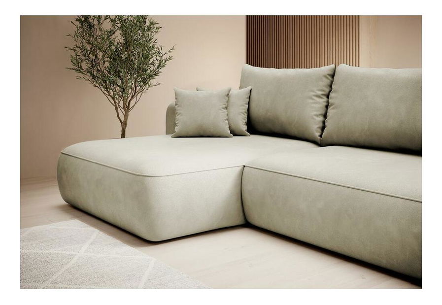 Rohová sedací souprava Fergie (L) (béžovošedá světlá + černá)