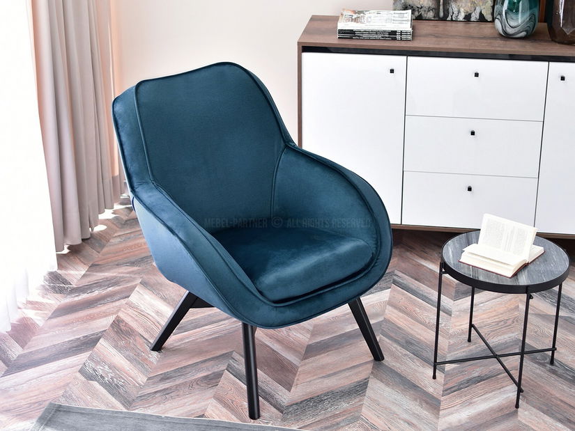 Designové křeslo Merch (tmavě modrá + buk)