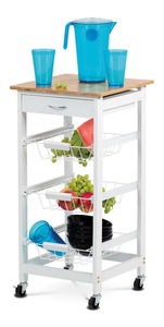 Servírovací stolek Dulcemente 1 (bambus + bílá matná)