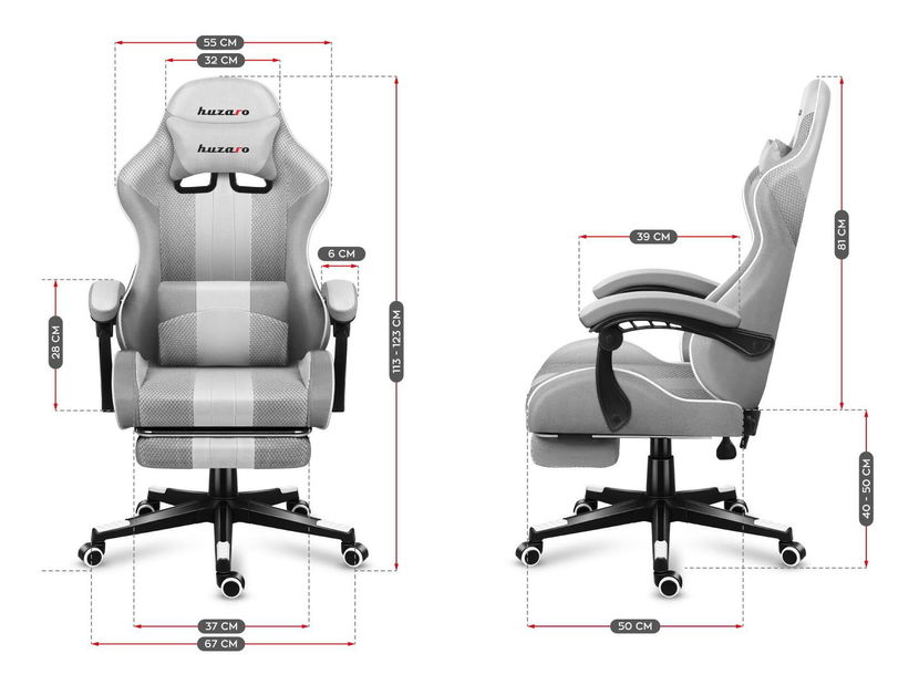 Herní křeslo Fusion 4.7 (bílá + šedá)