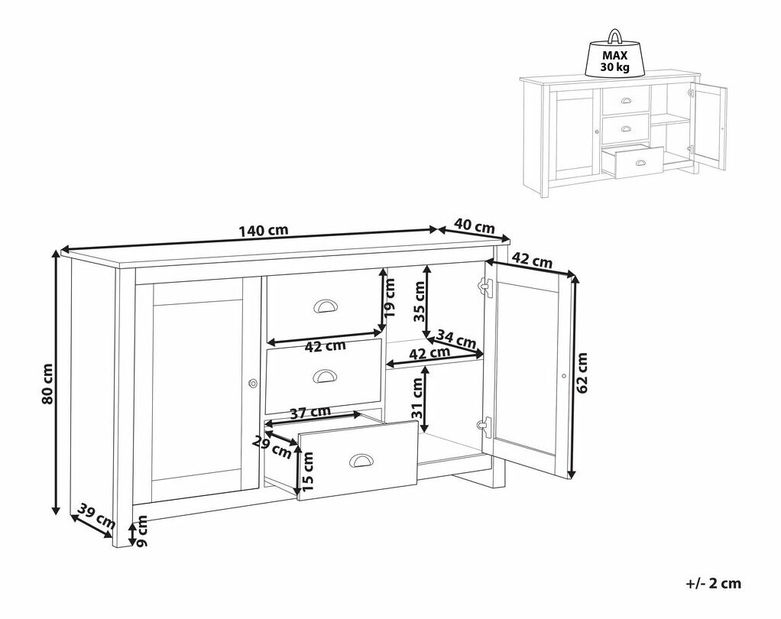 Komoda Lanza (světlé dřevo)