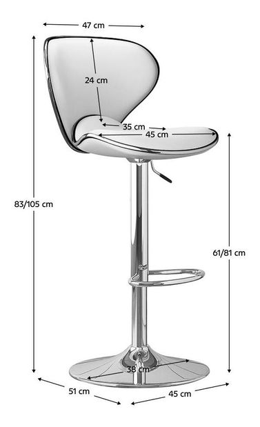 Barová židle Heidi (bílá + chrom)