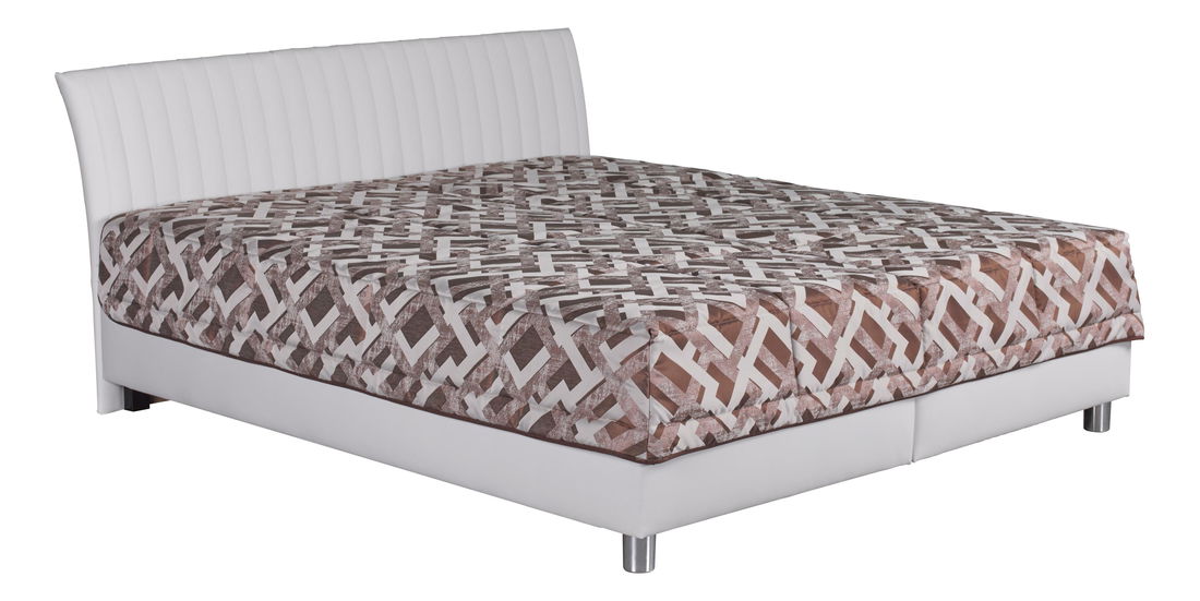 Manželská postel 160 cm Blanár Vinco (bílá + vzor Gary 7) (s roštem)