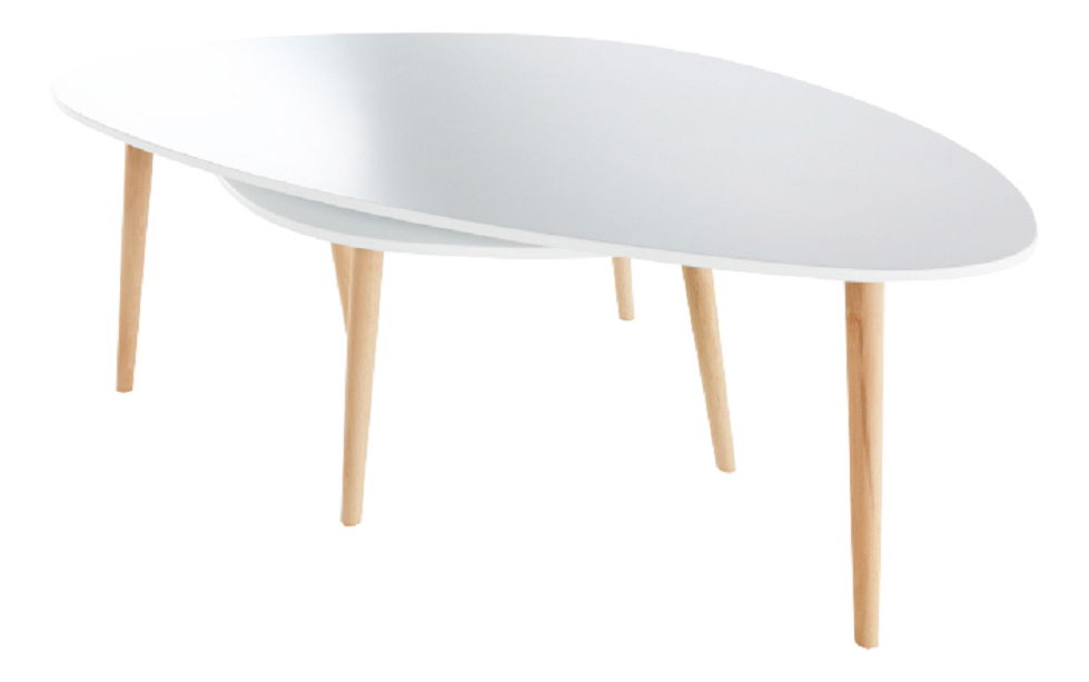 Konferenční stolek Faith (bílá + buk)