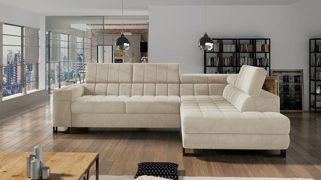 Rohová sedací souprava Zanara (tmavobéžová)