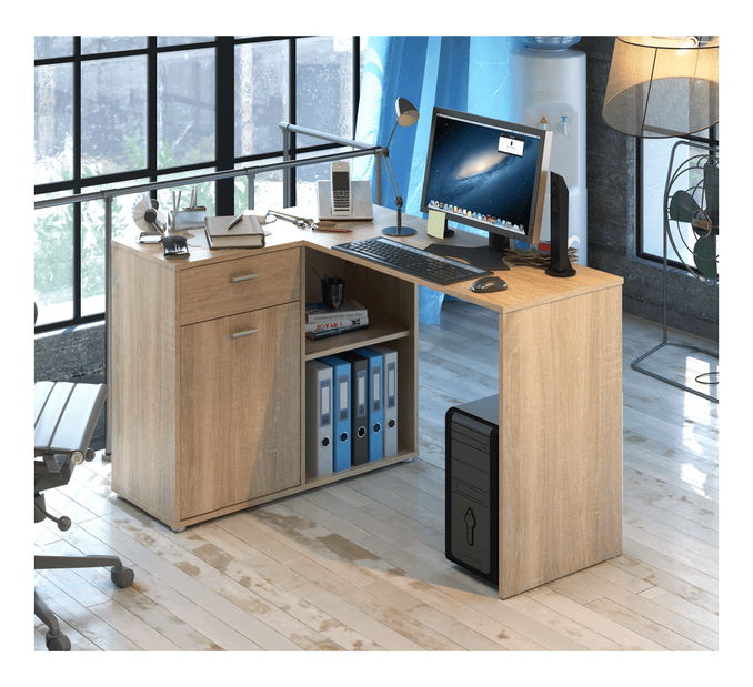 Rohový PC stolek Kalimoro (dub sonoma)