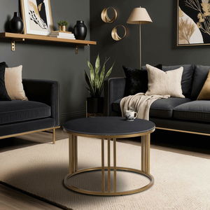 Konferenční stolek Kenrucky (mramor černý + zlatá)